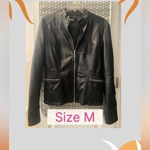 LA Coalition Faux Leather Black Zip Up Jscket Size M